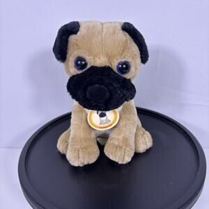 Vintage Chinese Pug Plush Golden Bear Co Ltd 10” Stuffed Animal Dog Toy w/ Tag